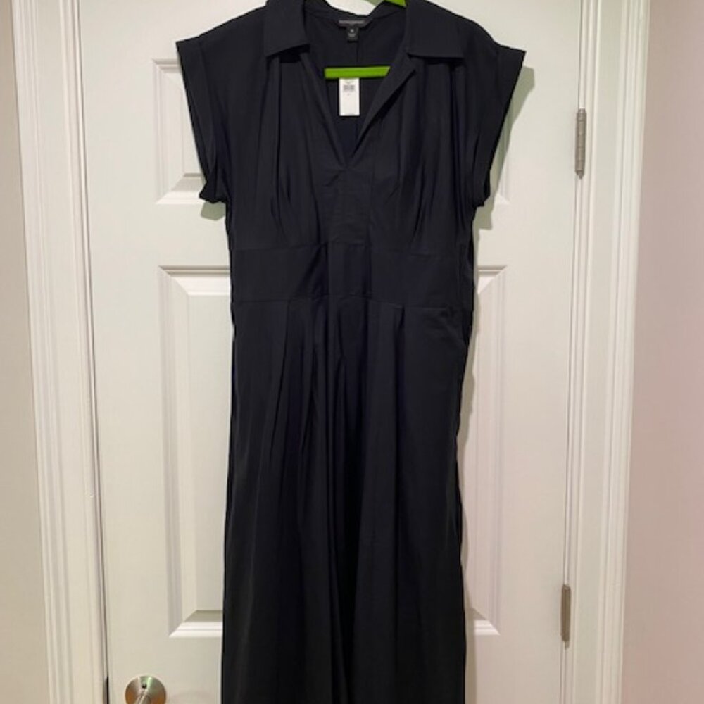 Banana Republic Size 8 Black Poplin Midi Dress NWT